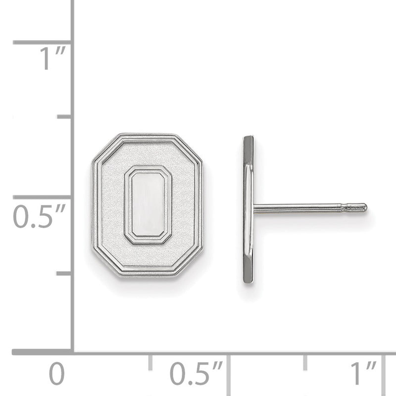 Sterling Silver Rhodium Plated Logoart The Ohio State University Letter O Small Post Earrings