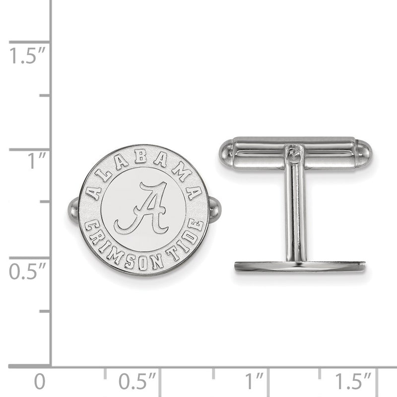 Sterling Silver Rhodium-Plated Logoart University of Alabama Cuff Links