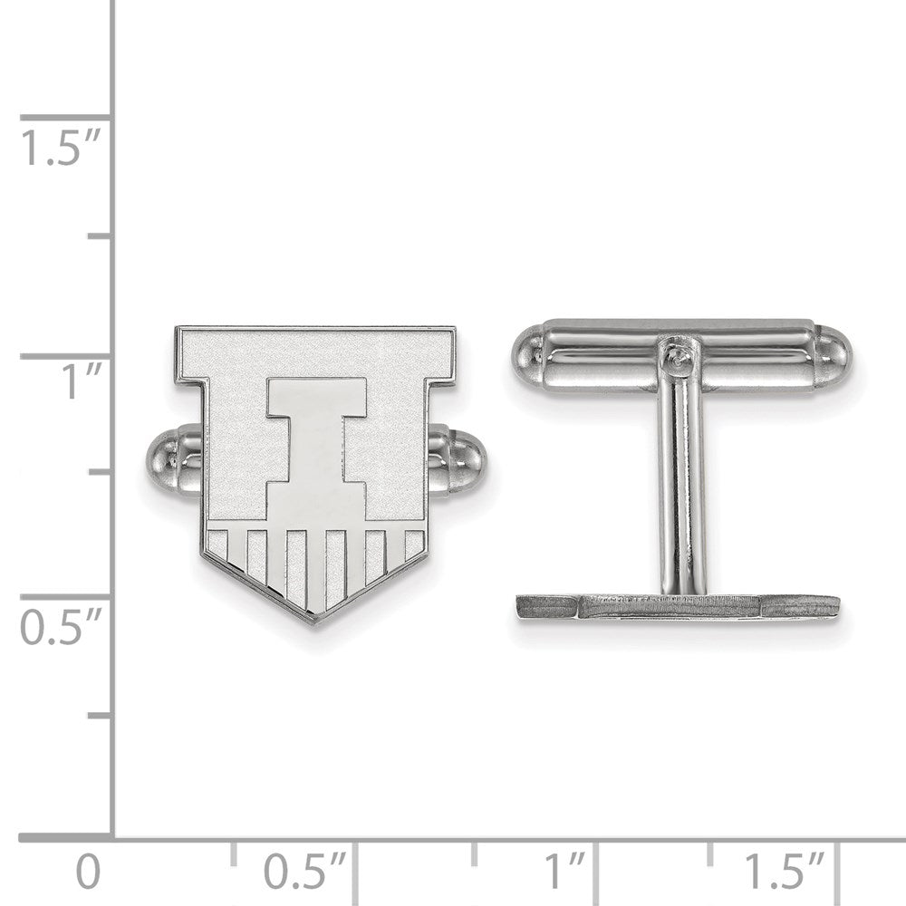 Sterling Silver Rhod-Pltd Logoart University of Illinois Cuff Links