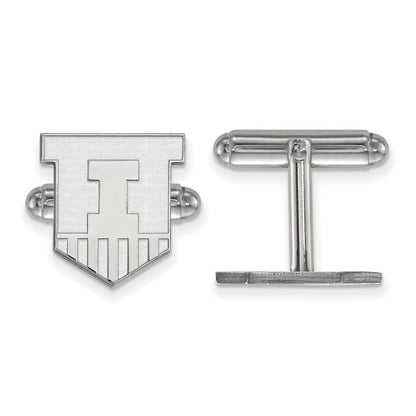 Sterling Silver Rhod-Pltd Logoart University of Illinois Cuff Links
