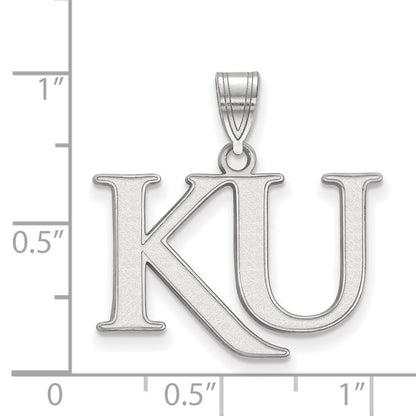 10K White Gold Logoart University Of Kansas K U Medium Pendant