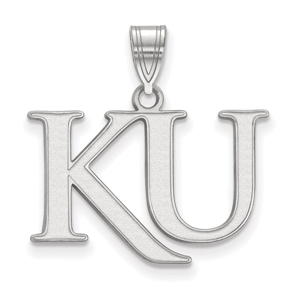 Sterling Silver Rhodium Plated Logoart University Of Kansas K U Medium Pendant