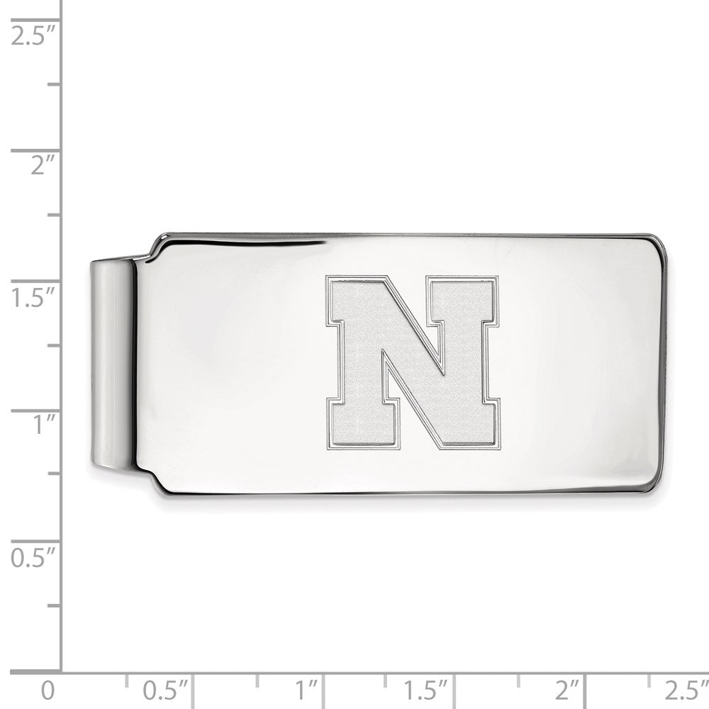 Sterling Silver Rhod-Pltd Logoart University of Nebraska Money Clip