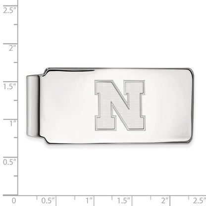 Sterling Silver Rhod-Pltd Logoart University of Nebraska Money Clip