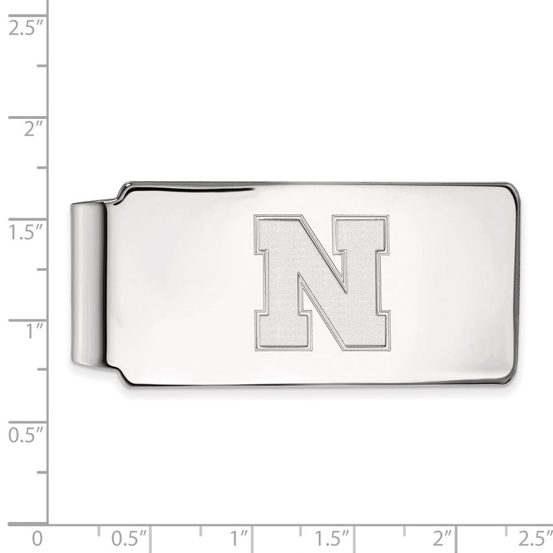 Sterling Silver Rhod-Pltd Logoart University of Nebraska Money Clip