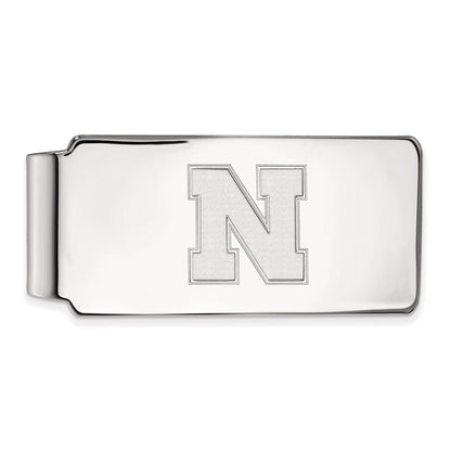 Sterling Silver Rhod-Pltd Logoart University of Nebraska Money Clip