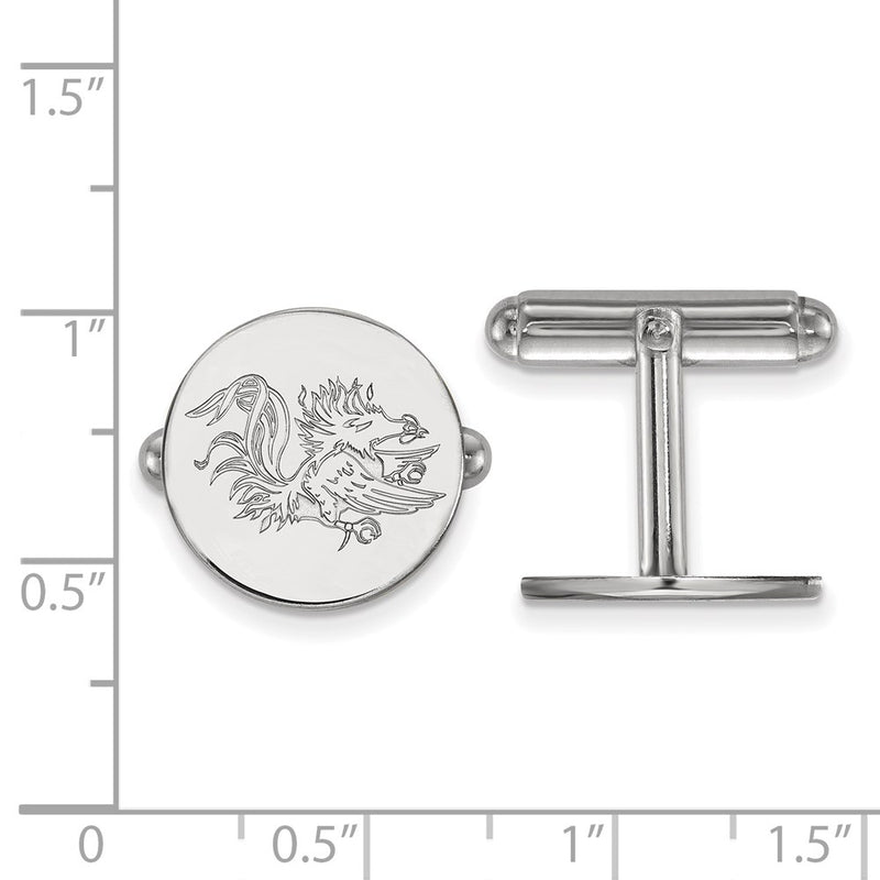 Sterling Silver Rhod-Pltd Logoart University of South Carolina Cuff Links