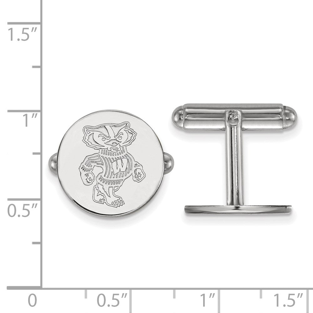 Sterling Silver Rhod-Pltd Logoart University of Wisconsin Cuff Links