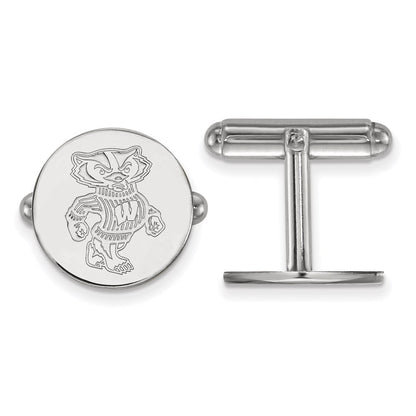 Sterling Silver Rhod-Pltd Logoart University of Wisconsin Cuff Links