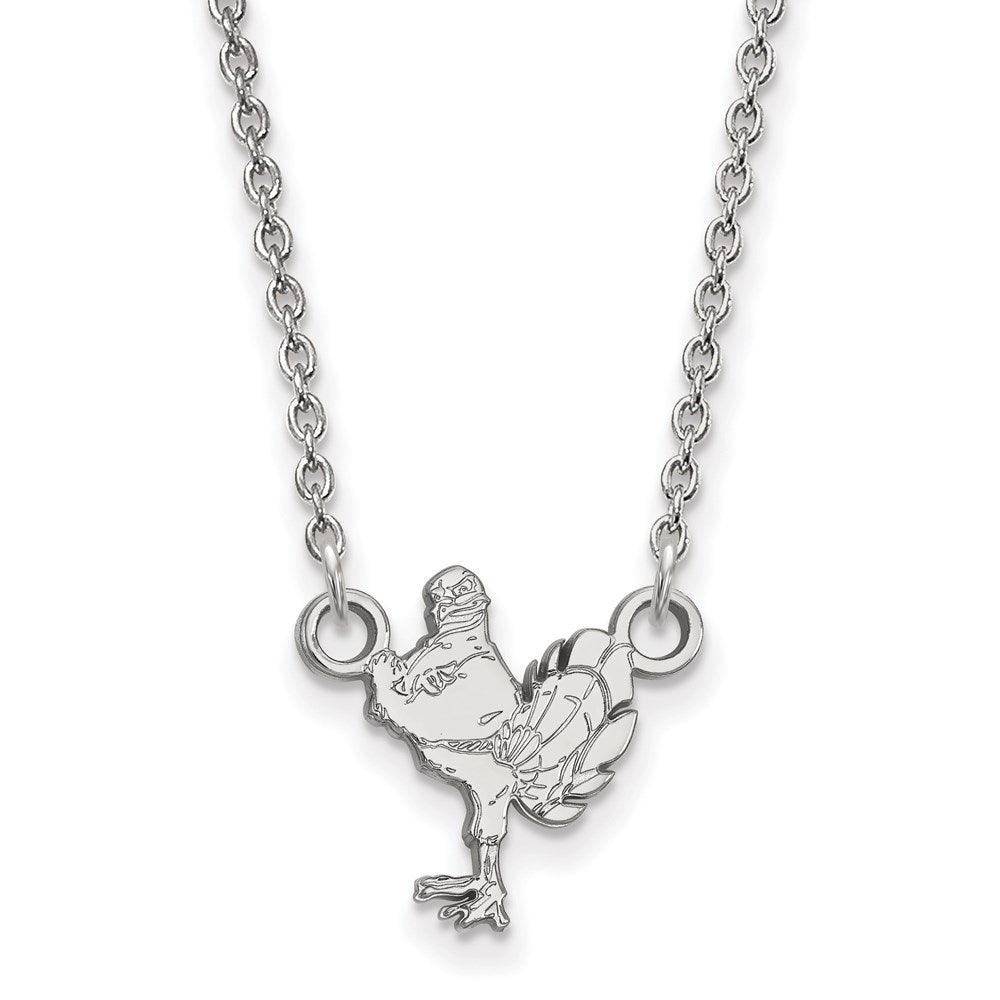 Sterling Silver Rhodium Plated Logoart Virginia Tech Hokiebird Small Pendant 18 Inch Necklace