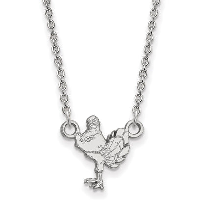Sterling Silver Rhodium Plated Logoart Virginia Tech Hokiebird Small Pendant 18 Inch Necklace
