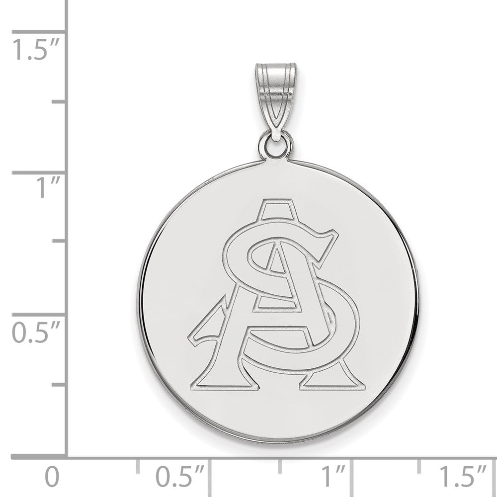Sterling Silver Rhodium Plated Logoart Arizona State University A S Extra Large Disc Pendant