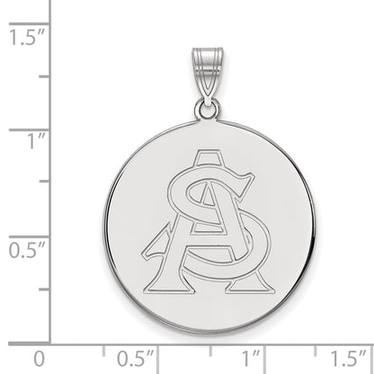 Sterling Silver Rhodium Plated Logoart Arizona State University A S Extra Large Disc Pendant
