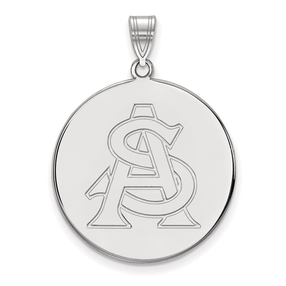 Sterling Silver Rhodium Plated Logoart Arizona State University A S Extra Large Disc Pendant