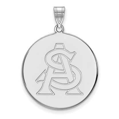Sterling Silver Rhodium Plated Logoart Arizona State University A S Extra Large Disc Pendant