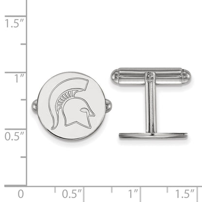 Sterling Silver Rhod-Pltd Logoart Michigan State University Cuff Links