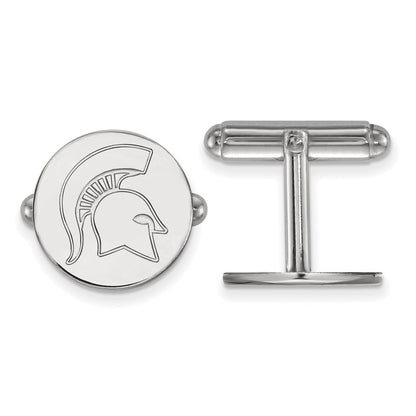 Sterling Silver Rhod-Pltd Logoart Michigan State University Cuff Links