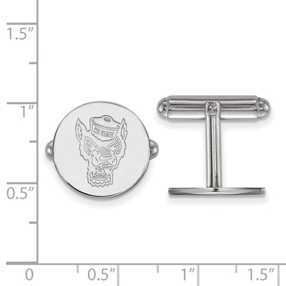 Sterling Silver Rhod-Pltd Logoart N. Carolina State University Cuff Links