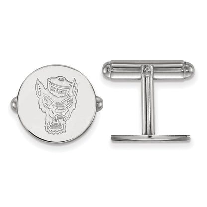Sterling Silver Rhod-Pltd Logoart N. Carolina State University Cuff Links
