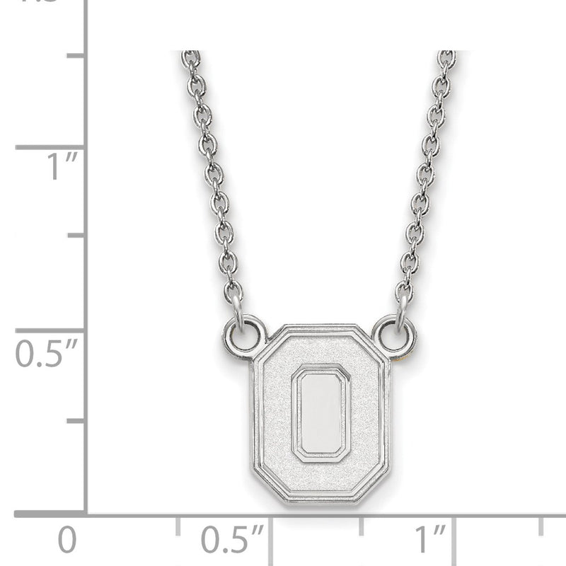 Sterling Silver Rhodium Plated Logoart The Ohio State University Letter O Small Pendant 18 Inch Necklace