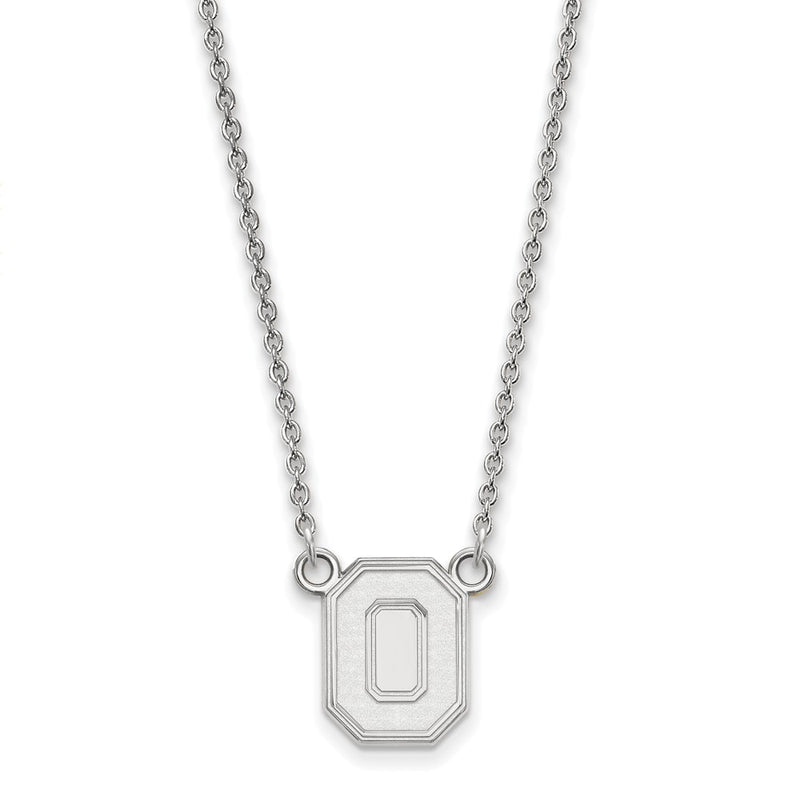 Sterling Silver Rhodium Plated Logoart The Ohio State University Letter O Small Pendant 18 Inch Necklace