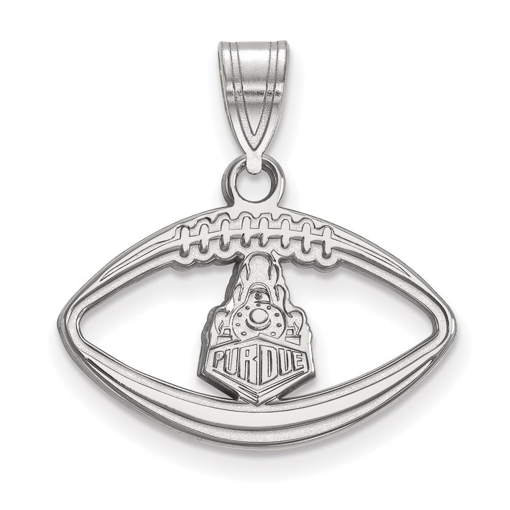 Sterling Silver Rhodium Plated Logoart Purdue University Boilermakers Train Logo Football Pendant