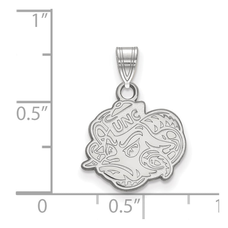 Sterling Silver Rhodium Plated Logoart University Of North Carolina Ram Small Pendant