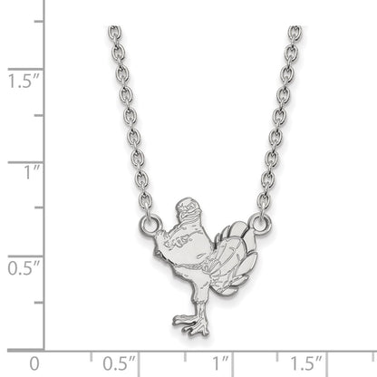 14K White Gold Logoart Virginia Tech Hokiebird Large Pendant 18 Inch Necklace