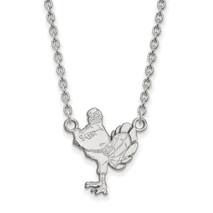 Sterling Silver Rhodium Plated Logoart Virginia Tech Hokiebird Large Pendant 18 Inch Necklace