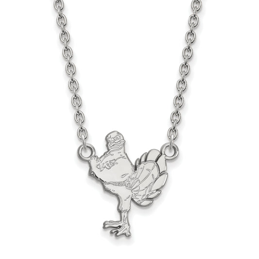 Sterling Silver Rhodium Plated Logoart Virginia Tech Hokiebird Large Pendant 18 Inch Necklace