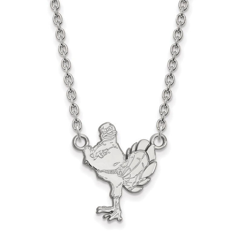 Sterling Silver Rhodium Plated Logoart Virginia Tech Hokiebird Large Pendant 18 Inch Necklace