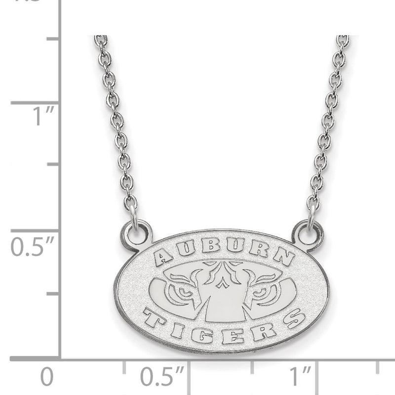 Sterling Silver Rhodium Plated Logoart Auburn Tigers Small Pendant 18 Inch Necklace