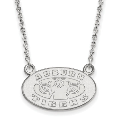 10K White Gold Logoart Auburn Tigers Small Pendant 18 Inch Necklace