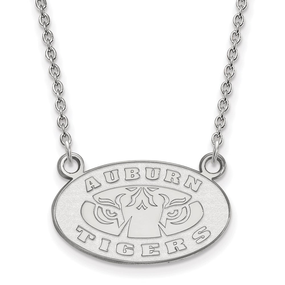 Sterling Silver Rhodium Plated Logoart Auburn Tigers Small Pendant 18 Inch Necklace
