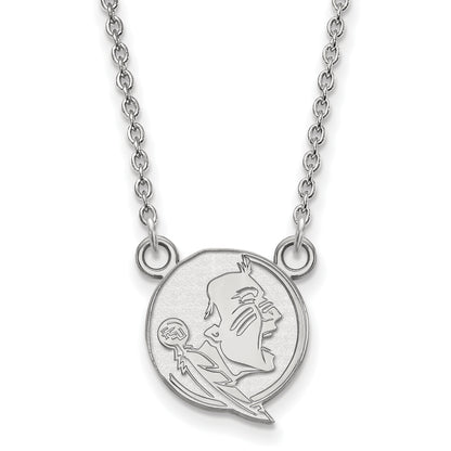Sterling Silver Rhodium Plated Logoart Florida State University Seminole Small Pendant 18 Inch Necklace