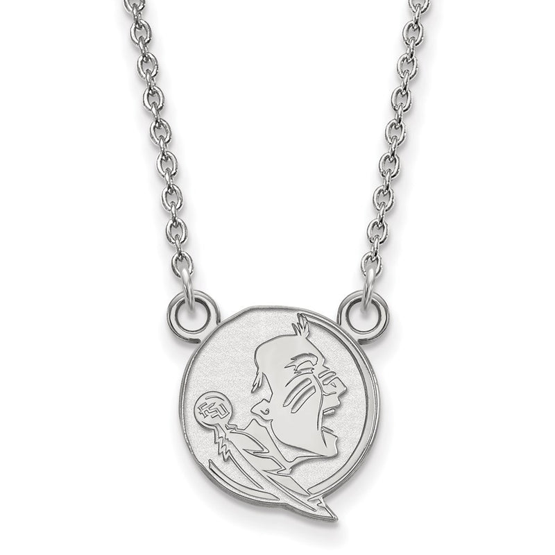 Sterling Silver Rhodium Plated Logoart Florida State University Seminole Small Pendant 18 Inch Necklace