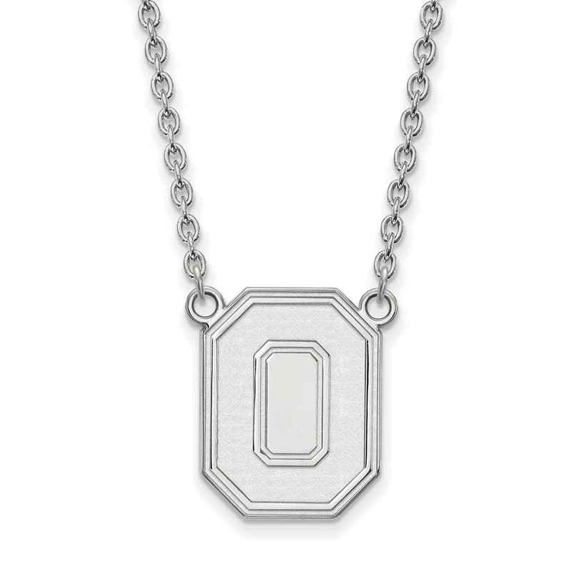 Sterling Silver Rhodium Plated Logoart The Ohio State University Letter O Large Pendant 18 Inch Necklace