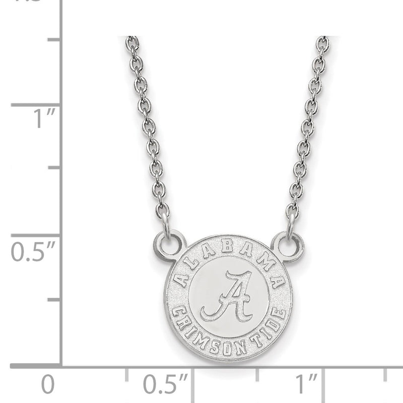 Sterling Silver Rhodium Plated Logoart University Of Alabama Crimson Tide Small Pendant 18 Inch Necklace