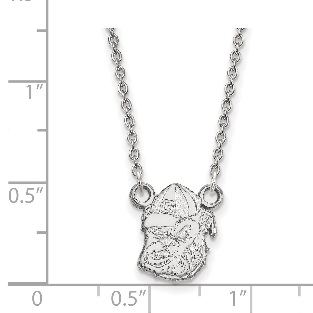 10K White Gold Logoart University Of Georgia Bulldog Small Pendant 18 Inch Necklace