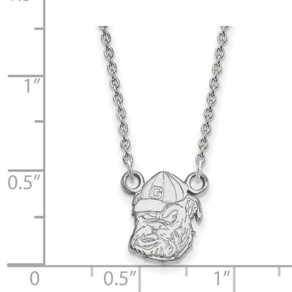10K White Gold Logoart University Of Georgia Bulldog Small Pendant 18 Inch Necklace