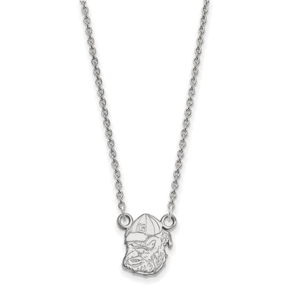 10K White Gold Logoart University Of Georgia Bulldog Small Pendant 18 Inch Necklace