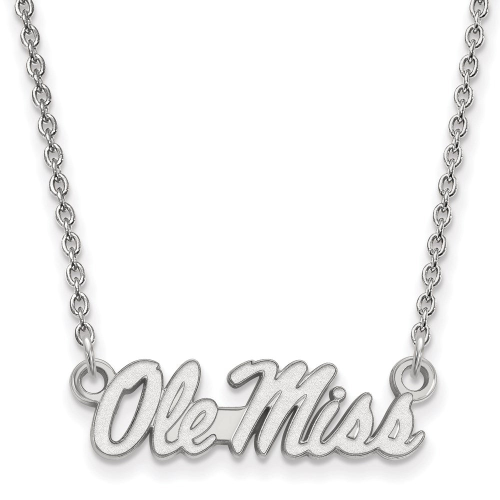 10K White Gold Logoart University Of Mississippi Ole Miss Small Pendant 18 Inch Necklace