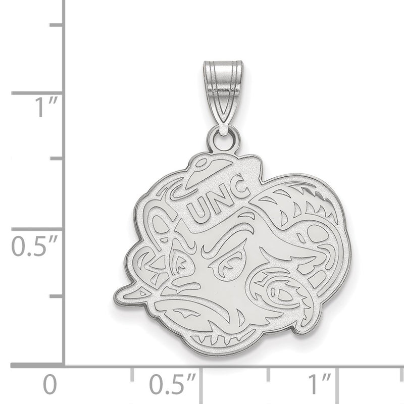 Sterling Silver Rhodium Plated Logoart University Of North Carolina Ram Large Pendant