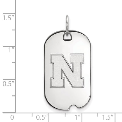 14K White Gold Logoart University Of Nebraska Letter N Small Dog Tag Pendant