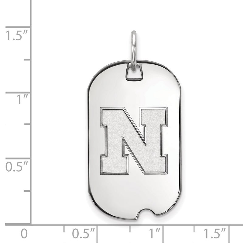 14K White Gold Logoart University Of Nebraska Letter N Small Dog Tag Pendant
