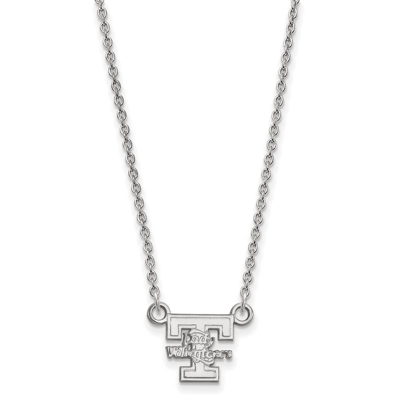 Sterling Silver Rhodium Plated Logoart University Of Tennessee Lady Volunteers Small Pendant 18 Inch Necklace