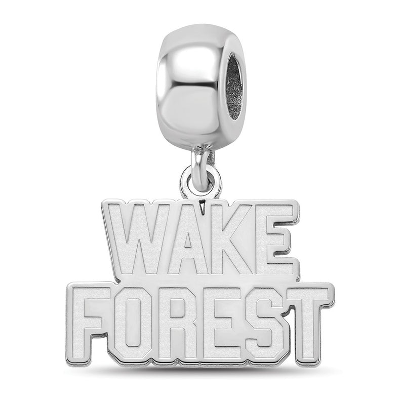 Sterling Silver Rhod-Pltd Logoart Wake Forest University Sm Dangle Bead