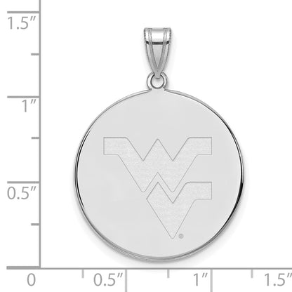 14K White Gold Logoart West Virginia University W V Extra Large Disc Pendant
