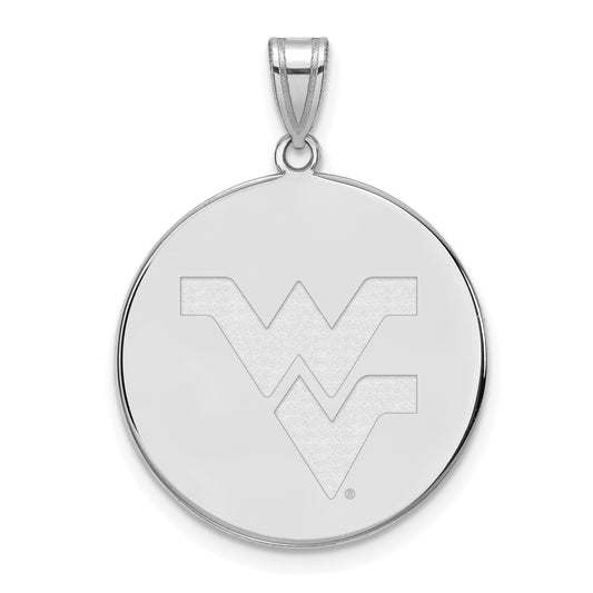 10K White Gold Logoart West Virginia University W V Extra Large Disc Pendant