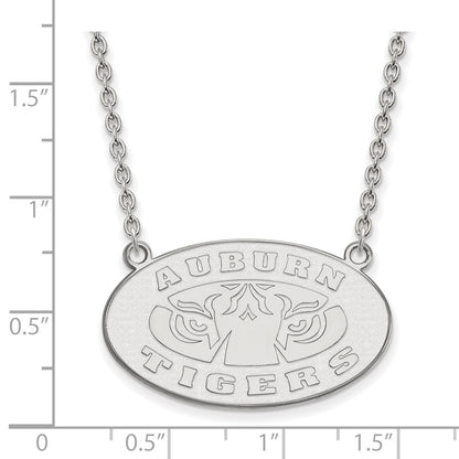 10K White Gold Logoart Auburn Tigers Large Pendant 18 Inch Necklace